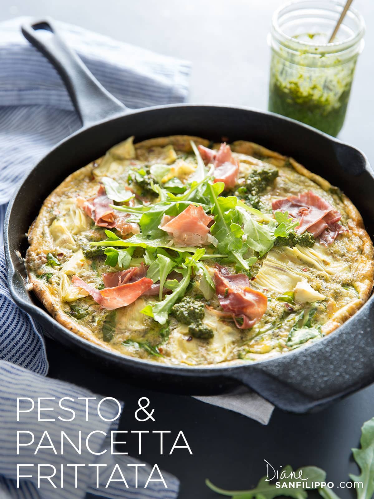 Pesto & Pancetta Frittata | Diane Sanfilippo
