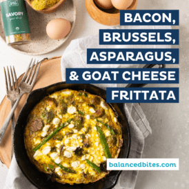 Bacon Brussels Asparagus Goat Cheese Frittata | Balanced Bites, Diane Sanfilippo