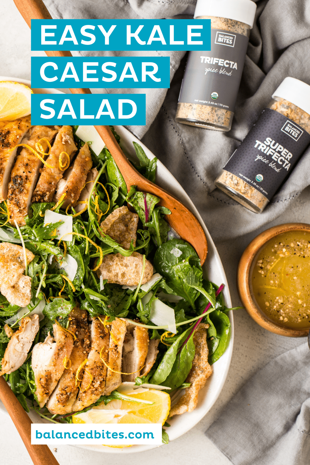 Easy Kale Chicken Caesar Salad | Balanced Bites